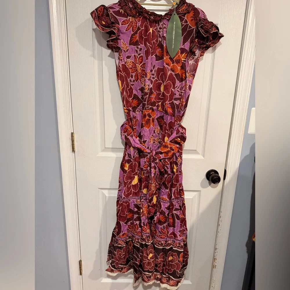 Farm Rio Sweet Floral Lilac Midi Dress - Picture 6 of 16